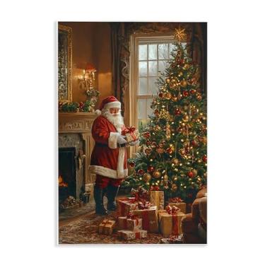 Imagem de Stupell Industries "All Decorated Santa's Tree", arte de placa de parede, 13 x 19