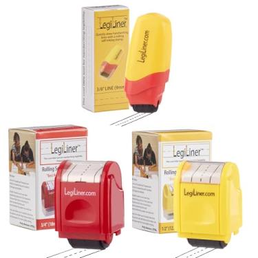 Imagem de LEGILINER Super conjunto de carimbos para professores – rolos tracejados de linha de escrita à mão (vermelho, amarelo, Y/R) – padrão de três linhas, tinta recarregável, sala de aula e ferramenta de