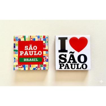 Imagem de Imã de Geladeira de Cerâmica São Paulo Colorido e Coração. Kit 02 Unidades. Lembrança do Brasil/BRASILMANIA/Presente Colecionável/Turista/Gifts Intercâmbio/Decoração Geladeira/Souvenir do Brasil