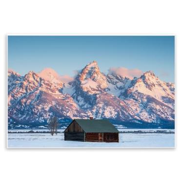 Imagem de Stupell Industries "Cabin In The Glowing Tetons", arte de placa de parede, 19 x 13