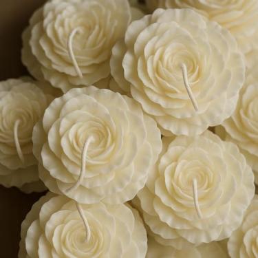 Imagem de Vela Flor Rosa Peônia 100g Kit 5 Unidades Premium Eventos Decoração Lembrancinhas Romântica (Vermelha)