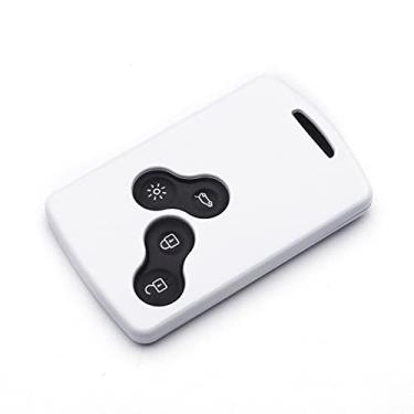 Imagem de CSHU Porta-chaves com 4 botões Porta-chaves do carro Capa Porta-chaves Anel Bolsa para chaves, adequado para espanador Renault Captur Clio Logan Megane 1 2 3 Koleos Scenic, Branco