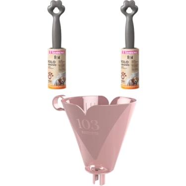 Imagem de Kit com 1 Suporte de Filtro de Café Rosa 103 + 2 Rolo Adesivo Tira Pelos Pet