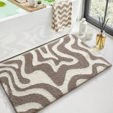 Imagem de LUMI Tapete de banheiro antiderrapante, estética moderna, tapetes de banho laváveis ultra macios, absorventes e de secagem rápida, tapetes premium para chuveiro, banheira, decoração, 50 x 81 cm