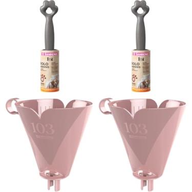 Imagem de Kit com 2 Suporte de Filtro de Café Rosa 103 + 2 Rolo Adesivo Tira Pelos Pet