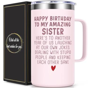 Imagem de Lifecapido Sister Birthday Gifts, caneca de café isolada de 590 ml, presentes de aniversário para irmã Bestie colega de trabalho, quartzo rosa