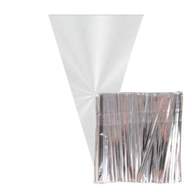 Imagem de 100 Saco Cone para Lembrancinha 18x30cm com Fecho - AAZ, Incolor