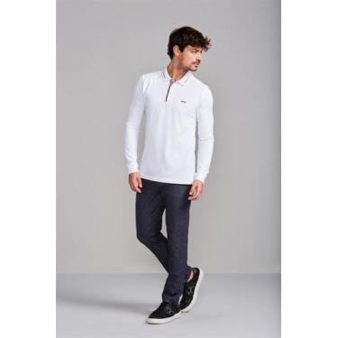 Imagem de Camisa Polo Manga Longa Piquet Slim Fit - Branco - HIGHSTIL, Branco, M