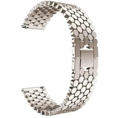 Imagem de HEPUP Pulseira de aço inoxidável de 22mm 20mm, pulseira para samsung galaxy watch 3 45mm gear s3 active 2 para huawei watch(Starlight,22mm)