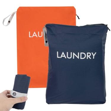 Imagem de 2 peças de saco de lavanderia de viagem – Sacos de roupa suja de viagem laváveis de nylon seco para roupas sujas, natação, academia, praia, viagens de negócios, banho e treino