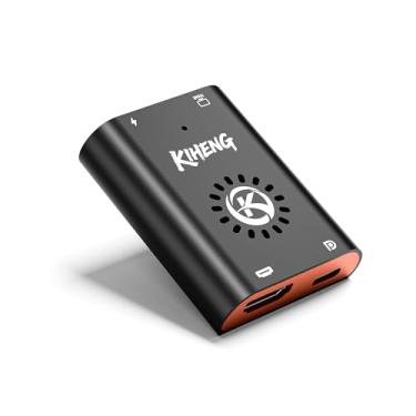 Imagem de Adaptador USB C para HDMI e USB C de tela dupla para óculos AR e monitores HDMI/tipo C durante o carregamento para Steam Deck, ROG Ally, Switch, compatível com 4K 144Hz| Ventoinha de resfriamento