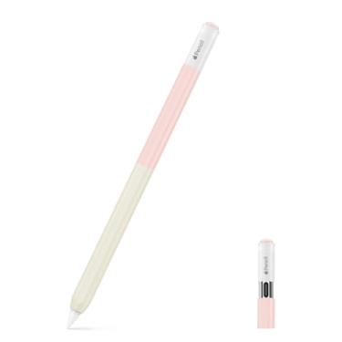 Imagem de MoKo Capa de silicone para Apple Pencil (USB-C), capa protetora de cor gradiente, suporte macio de proteção antiderrapante para lápis, suporta fixação magnética ao tablet, leite chá rosa