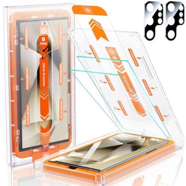 Imagem de MRGLAS 2 + 2 pacotes para Samsung Galaxy S24 Ultra protetor de tela de 6,8 polegadas com protetor de lente de câmera [remoção automática de poeira] [100% desbloqueio de impressão digital] HD 9H vidro