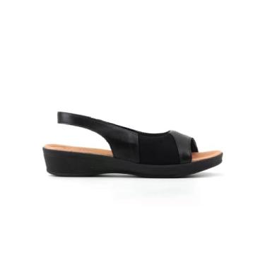 Imagem de Sandália Usaflex Salto Plataforma Preto Couro Af0417