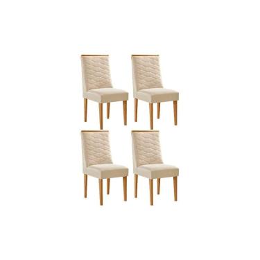 Imagem de Cadeira de Cozinha Maldivas Kit 4 Un Naturalle/Suede Creme - Rufato