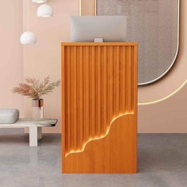 Imagem de Mesas de recepção, mesa de recepção em pé, balcão de check-out, balcão de recepção pequeno, balcão de loja, balcão de recepção, recepção com balcão, balcão de varejo (F1,80 cm/3