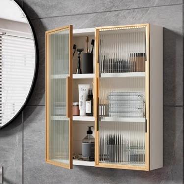Imagem de Armários de parede elegantes com porta de vidro para cozinha e banheiro – Armários de remédios montados na parede, soluções de armazenamento que economizam espaço para escritório, sala de jantar e