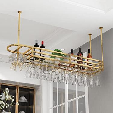 Imagem de (pt: Suporte de taça de vinho de 78,7 cm 99,1 cm, suporte de garrafa de vinho montado na parede, suporte de vinho independente montado no teto, suportes de taças de champanhe para bar, adega, armário