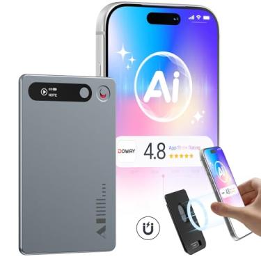 Imagem de Gravador de voz com cancelamento de ruído AI - 64 GB de memória, transcrever e resumir, suporte para 81 idiomas - gravador de áudio de controle de aplicativo para palestras, reuniões, chamadas