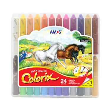 Imagem de Giz de cera AMOS Twist — giz de cera 3 em 1, pastel e aquarela com tubos de torção, textura de gel sedoso, 24 cores vibrantes, materiais de arte não tóxicos para pré-escola, viagens e artesanato