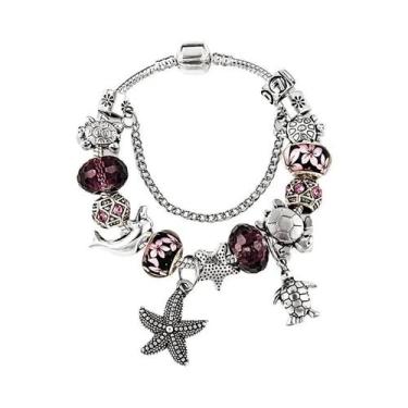 Imagem de Pulseira De Cristal Murano Azul Com Charme De Golfinho Para Mulheres, 