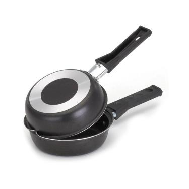 Imagem de Frigideira Dupla Hamburgueira E Omeleteira Antiaderente 14 Cm Preto