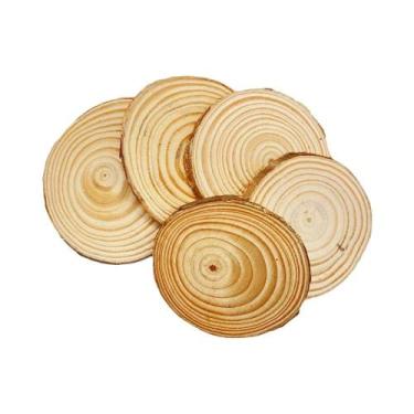 Imagem de Fatias De Madeira Redondas De Pinheiro Natural Não Acabadas, 3-12cm De