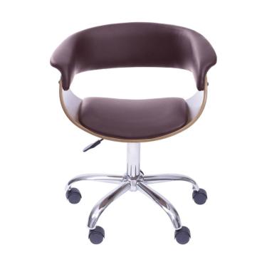 Imagem de Cadeira Escritório Decorativa Design Sintético Rodízio Elba Café/Marrom