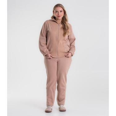 Imagem de Conjunto Jaqueta com Calça Moletom Secret Glam Marrom, Plus G3, Marrom