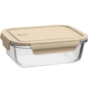 Imagem de Pote de Vidro Hermético 1,04L Retangular Capuccino UZ Porta Mantimentos Marmita Borossilicato