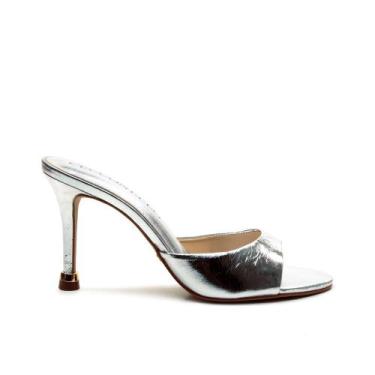 Imagem de Tamanco Couro Prata Salto Alto Cecconello 2797001-2, Prata, 36