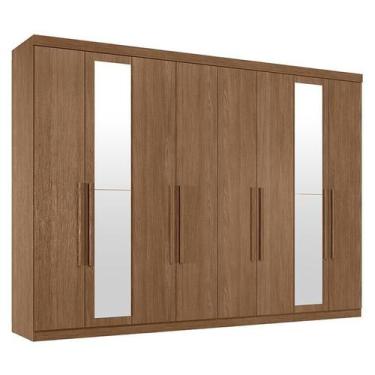 Imagem de Guarda Roupa Casal 8 Portas 4 Gavetas Master New com Espelho Jatobá Ac