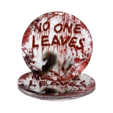 Imagem de Pratos De Papel Descartáveis Com Impressão De Mão Sangrenta Para Festa