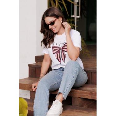 Imagem de T-Shirt Feminina 100% Algodão Branca Happy - Pink Dream, GG