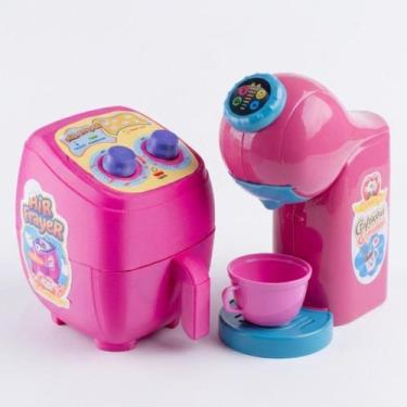 Imagem de Kit com Airfryer e Cafeteira Brinquedo Faz de Contas Cozinha Comidinha