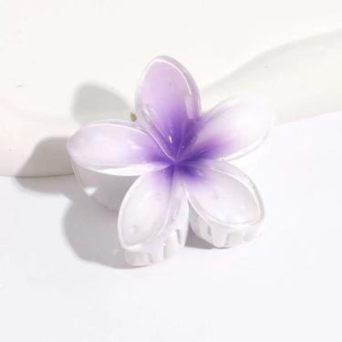 Imagem de Acessório de Cabelo Piranha Flor Colorida Brilhante 8 cm para Praia Piscina Lilás OEM