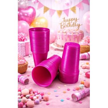 Imagem de Copo Descartável Para Festa 200ml Cores 50 Un. Cor:Fucsia Perolado - B
