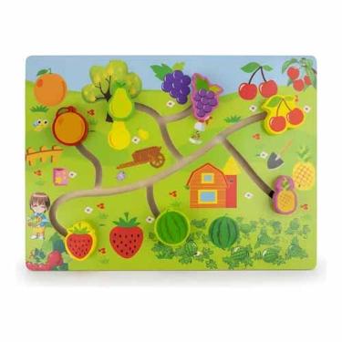 Imagem de Jogo Labirinto Educativo de Madeira YK1033 Relação Alimentar Montessori Frutas em Mdf Yins Brasil