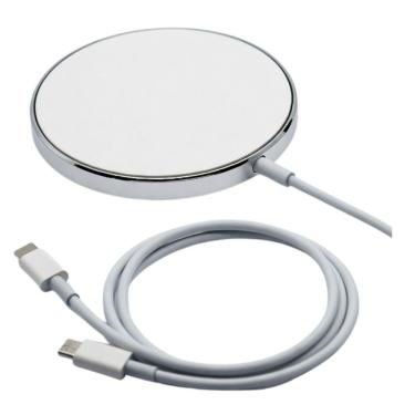 Imagem de Base de Carregamento por Indução MDM para Celular 15W Branco Moderno sem Cabo Mesa Ou Cabeceira