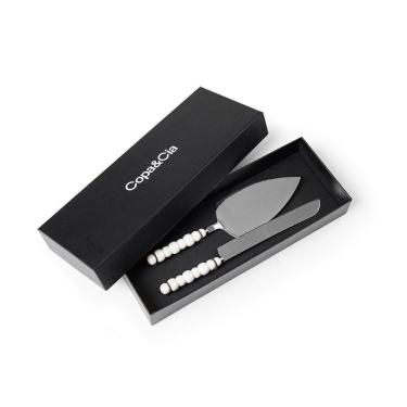 Imagem de Conjunto de Talheres Garbo Dots Silver Aço Inox com Cabo em Cerâmica para Bolo 2 Peças Copa & Cia