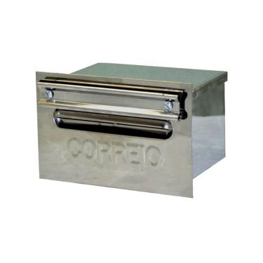 Imagem de Caixa de Correio para Grade 20x21x12cm Recebe Cartas e Revistas em Aço Inox Prata Metalmig