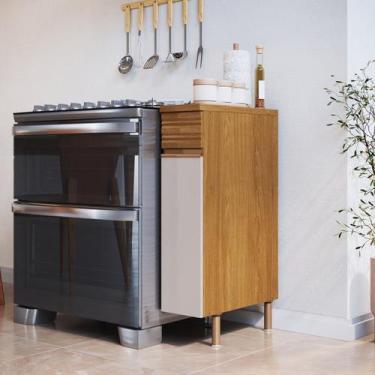 Imagem de Balcão de Cozinha Porta Condimentos 1 Porta 20cm com Pés e Tampo 100% 