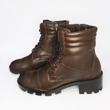 Imagem de Bota coturno feminino trilha da lua 13310 couro, Chocolate, 35