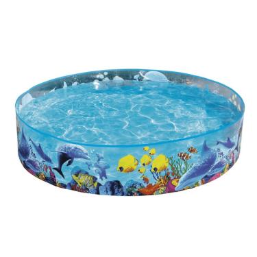 Imagem de Piscina Semirrígida Vida Marinha 1000L PVC Semirrígido Quadrada com Piso Reforçado Azul Belfix 150CM