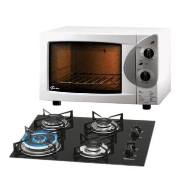 Imagem de Kit Clássico Fischer Forno Bancada Branco e Cooktop 4B TC, 127