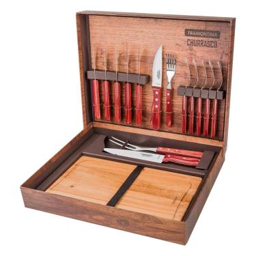 Imagem de Kit Churrasco 15 Peças Polywood Tramontina Vermelho