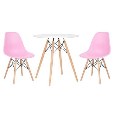 Imagem de KIT - Mesa redonda Eames 70 cm branco + 2 cadeiras Eiffel DSW
