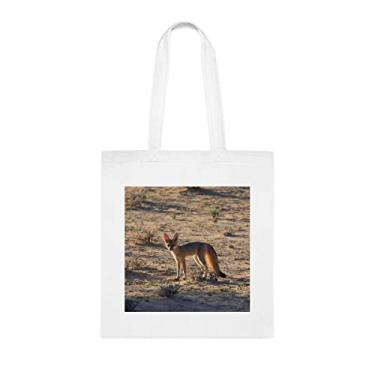 Imagem de Sacola de raposa com orelhas de morcego, presente para amantes de raposa com orelhas de morcego, bolsa de ombro, bolsas reutilizáveis, cesta de Natal de aniversário, Branco