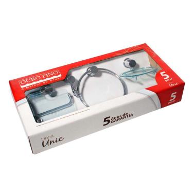 Imagem de Kit de Acessórios para Banheiro Ouro Fino Unic 5 Peças Transparente