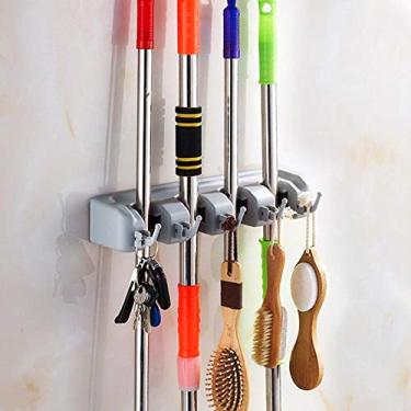 Imagem de Rganizer para cabide de esfregão de escova para organizador de cozinha (quatro compartimentos e cinco ganchos, 12)